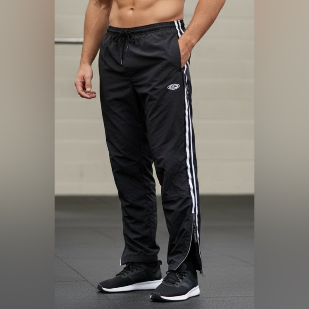 Easton Unisex Black Athletic Joggers White Side Stripes Track Pants Size Medium